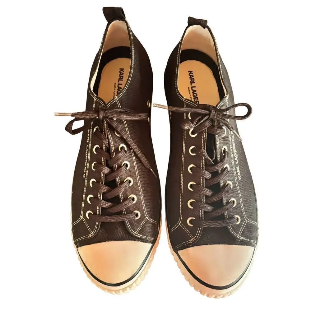 Karl Lagerfeld Round Toe Lace Up Sneakers in Black NWOT Size 13